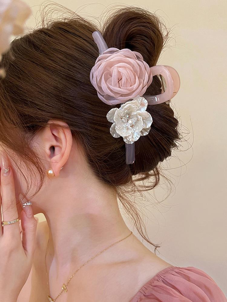 2025 Šik Květinová Spona do Vlasů ze Síťoviny pro Ženy