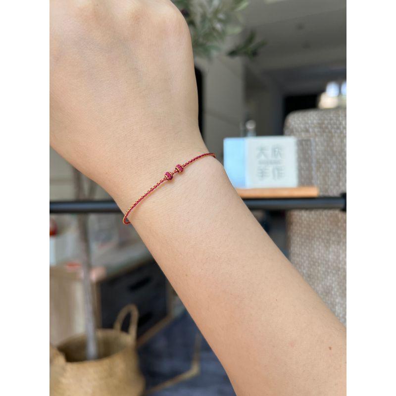 

Мужской и женский плетеный браслет из нефрита ручной работы, тонкая красная веревочка, бусины, нанизывание Blood tooth color