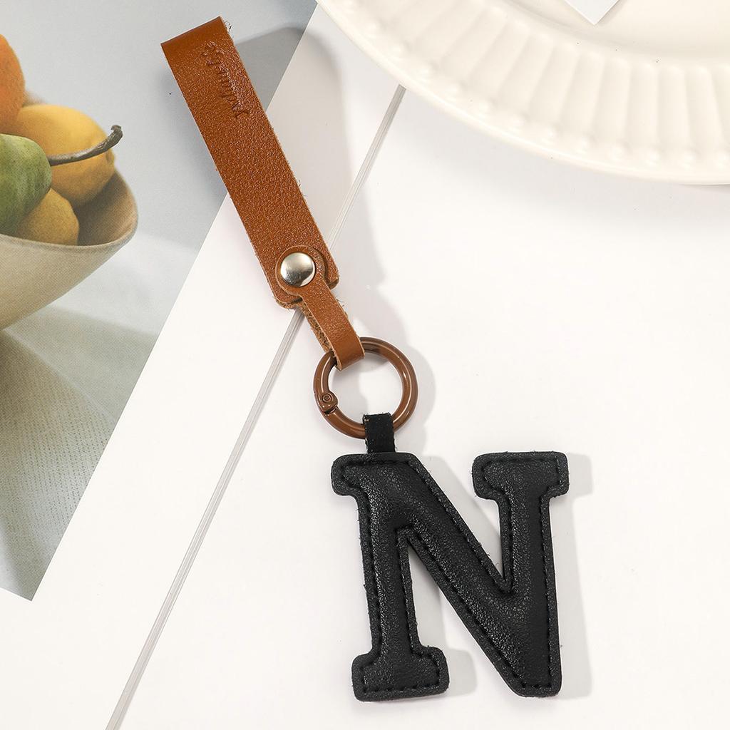 Fashion Leather 26 Letter Keychain Pendant