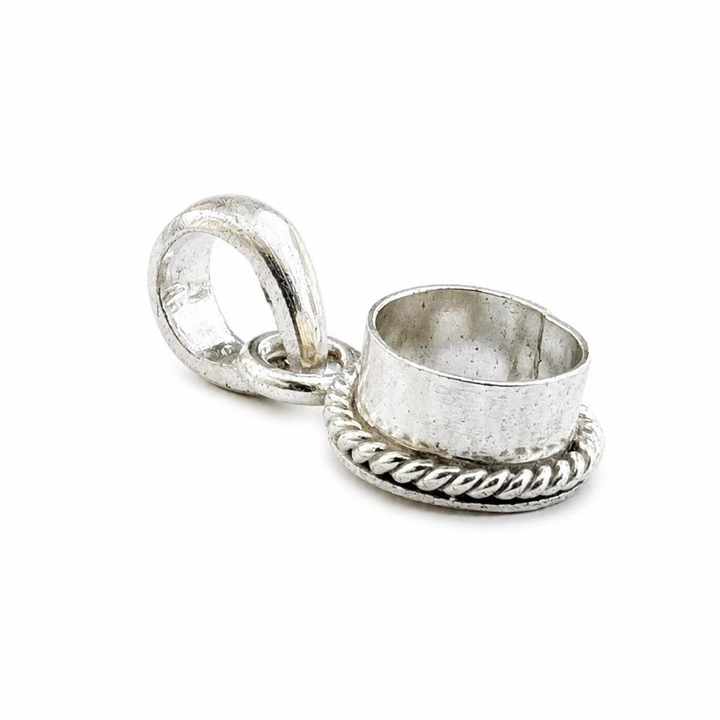 Handmade 925 Sterling Silver Pendant Bezel Setting, Round Pendant Blank Mounting, Jewelry Making Supply