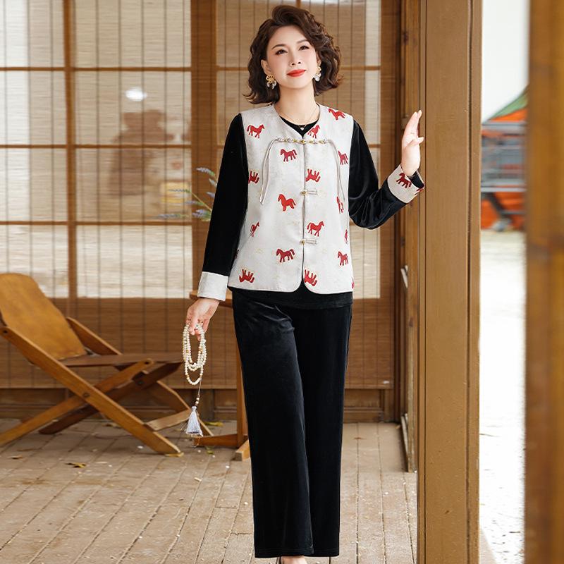 Women s New Chinese Style Jacquard Vest Set - Red, Elegant, Spring 2026 2XL (115-125 lbs)