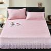 Machine-Washable Ice Silk Bed Skirt & Jacquard Cool Mat Set - Foldable, Soft Summer Air Conditioning Mat for Home Use