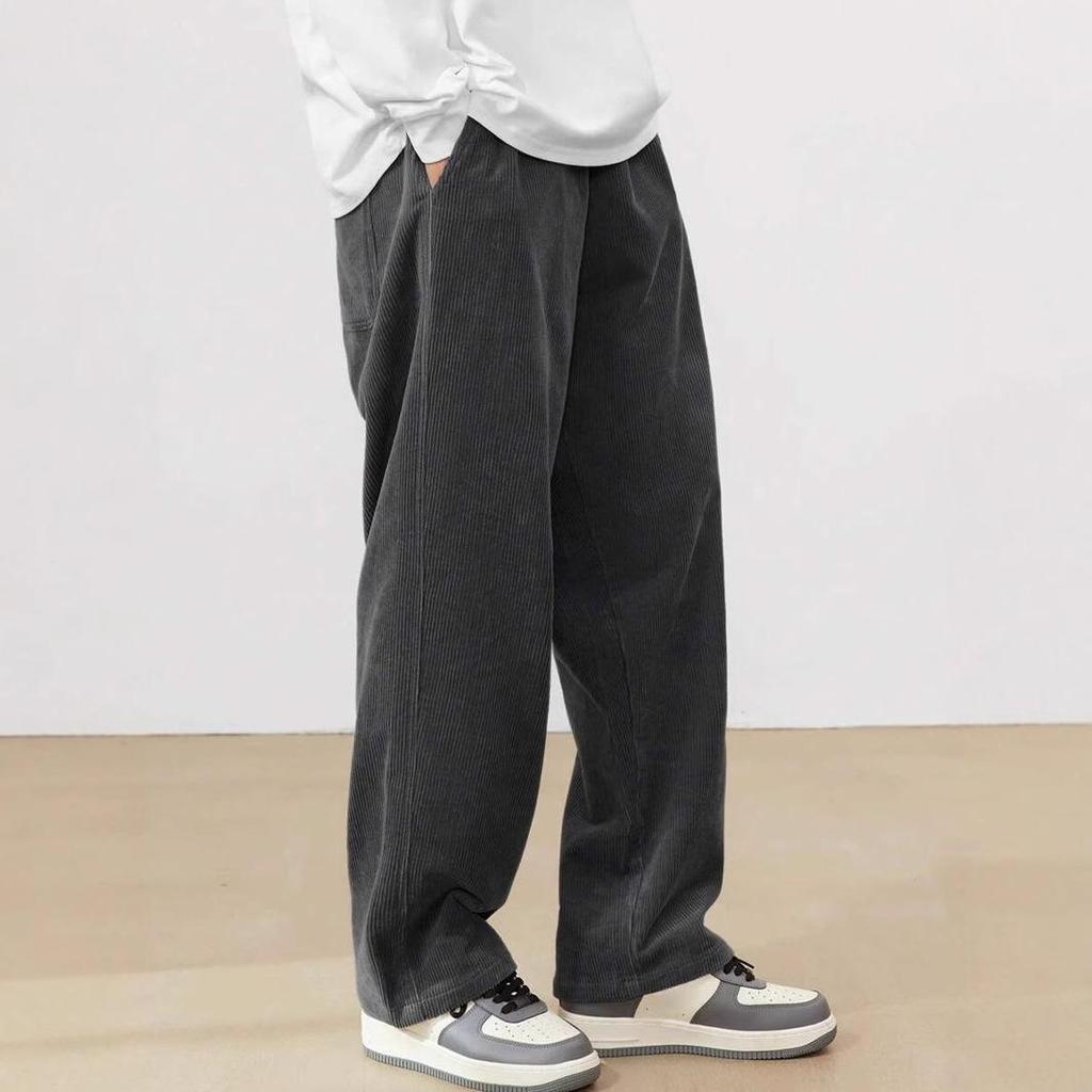 Men's Japanese Style Wide-Leg Cargo Pants - Autumn/Winter Casual Trousers