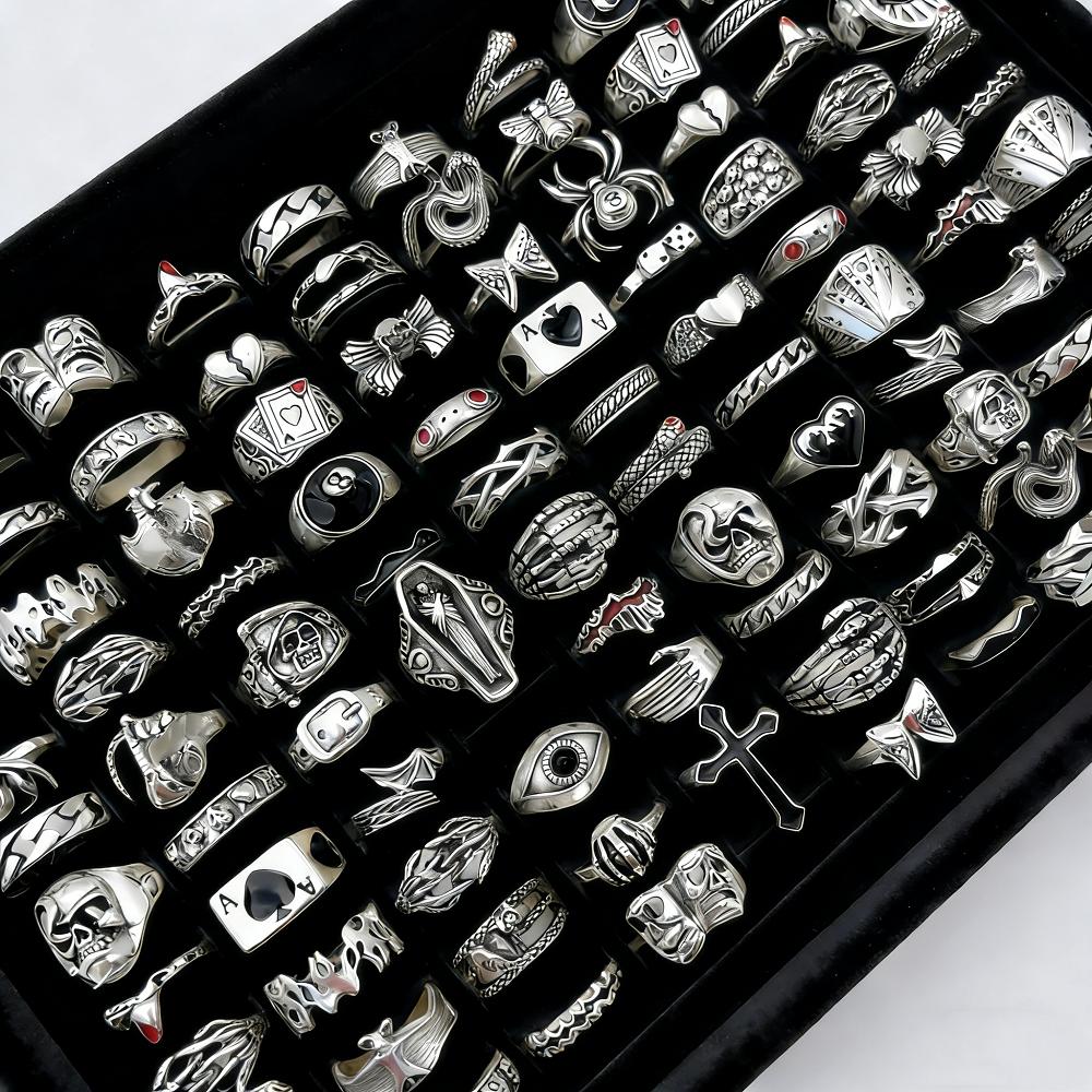 10/20 Pezzi Set di Anelli Teschio Punk Vintage Per Donne Uomini Stile Misto Moda Gotico Hip Hop Occhio Ragno Gioielli Regali per Feste