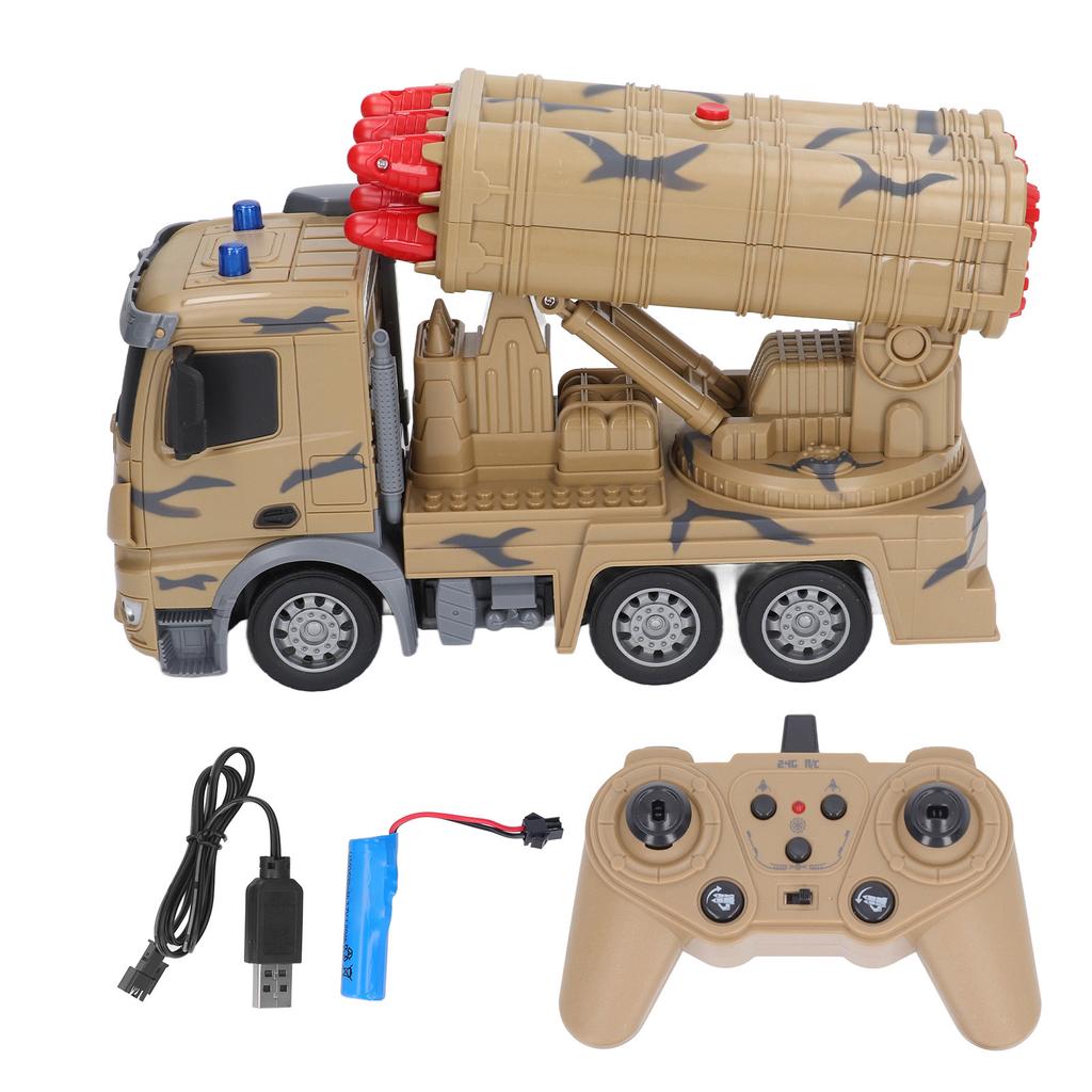 Remote Control Armored Toy Truck 6 Cartridges Light Sound High Simulation RC Pullback Vehicles Toy