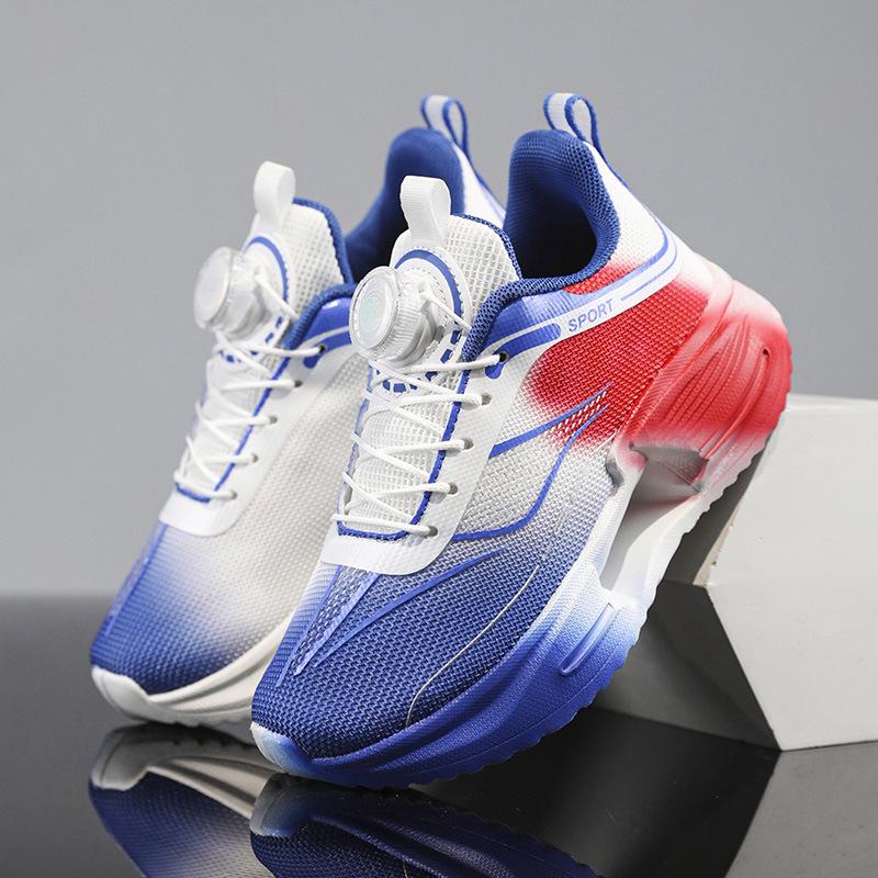 Spring and Summer Children's Breathable Sports Shoes Jue Ying Running Shoes Rotating Buckle Primary School Students Physical Education Class Leisure