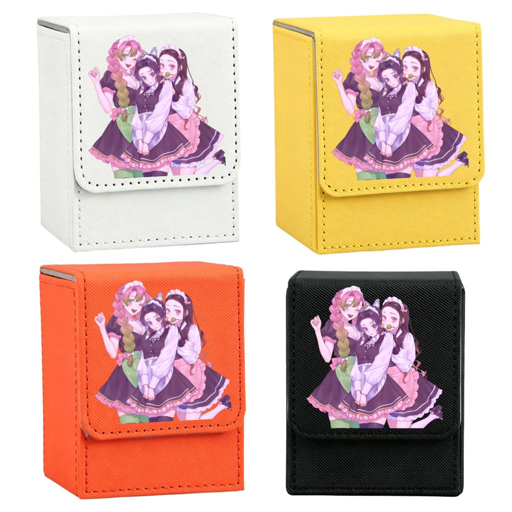 Anime Demon Slayer Card Case Kamado Tanjiro Nezuko Tsuyuri Agatsuma Zenitsu Self Made Leather Game Collection Card Storage Box