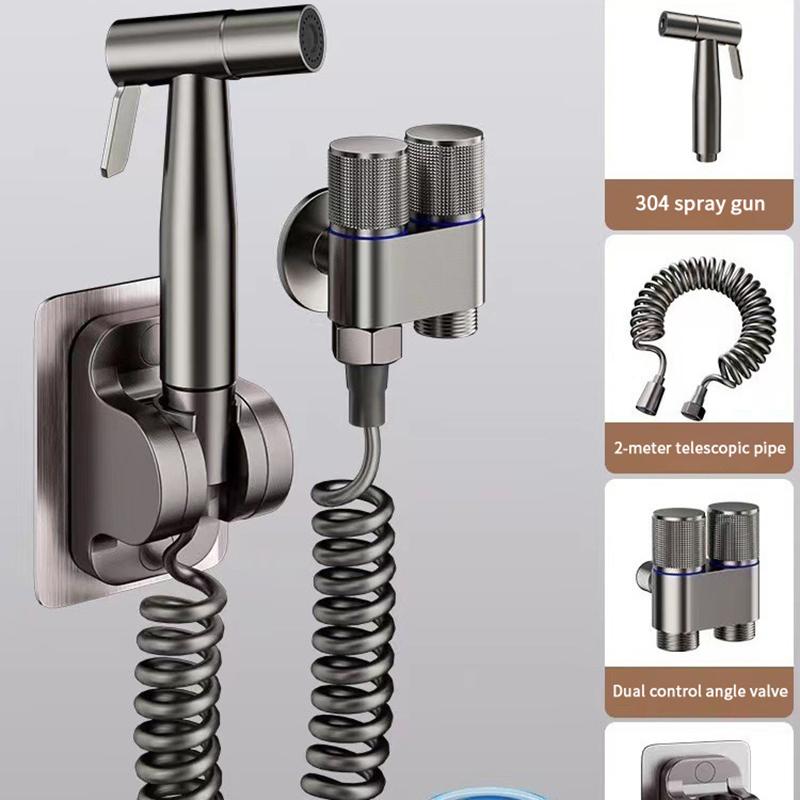 

Ручной распылитель для биде 1-в-2 выхода Двойной регулирующий клапан Для туалета Сверхдлинный шланг Высокое давление Ванная комната Распылитель Комплект для биде