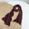 Solid Color Cotton Crinkled Scarf for Women Retro Neck Warmer Decorative Narrow Long Striped Scarf Wrap Shawl for Autumn 220cm