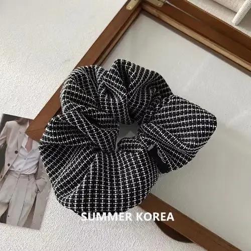Vintage Plaid Elastic Hair Bands New Fashion Scrunchie Women's Elegant Hair Ties Designer Ponytail Holder Girls Hair Accessories
