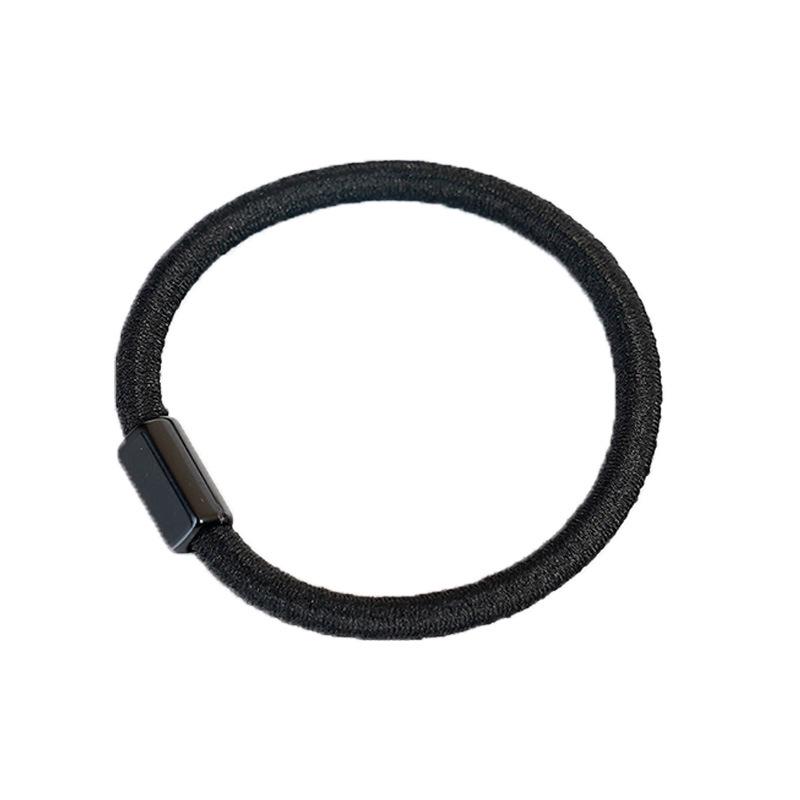 Schwarzes Schleifen-Haargummi mit quadratischer Kunststoffschnalle - DIY Schmuckzubehör Gummiband