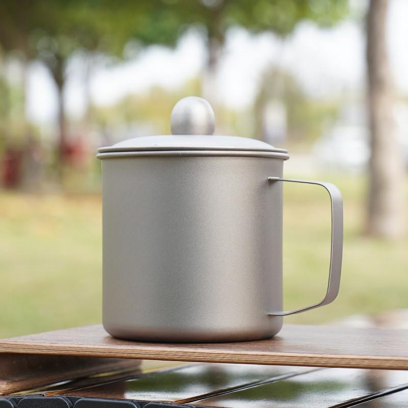 Titanium Travel Mug With Lid Lightweight Camping Cup Office Outdoor Use 380ml 420ml