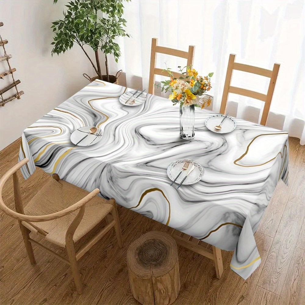 Elegant White Marble Pattern Tablecloth - Suitable for Picnics, Camping, Weddings, Parties, Festivalszyc