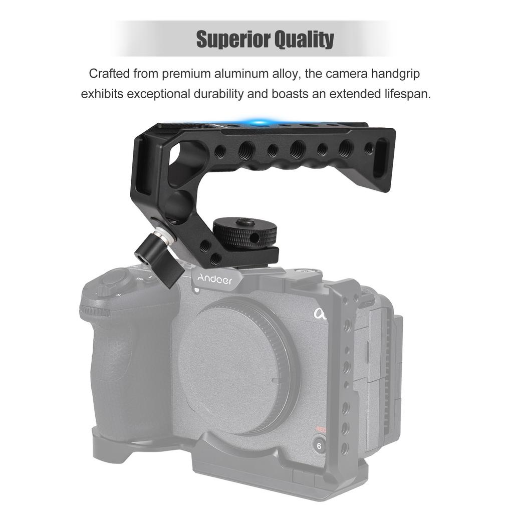 Universal Top Handel Camera Top Handgrip with 4 Cold Shoe Mounts ARRI Positiong Hole 1 4in And 3 8in Threaded Holes