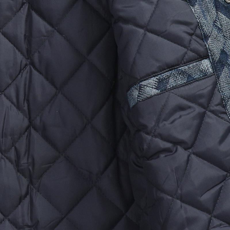 Men's Plus Size Plaid Denim Jacket - Cotton Padded for Autumn/Winter, Cool Biker Style