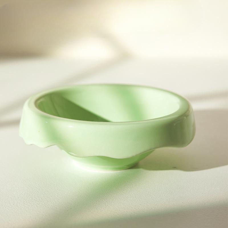 Ceramic Cat Bowl Pet Bowl Ice Cream Bowl Tall Foot Slant Mouth Neck Protector To Prevent Overturning Cat Food Bowl Drinking Bowl Dog Bowl
