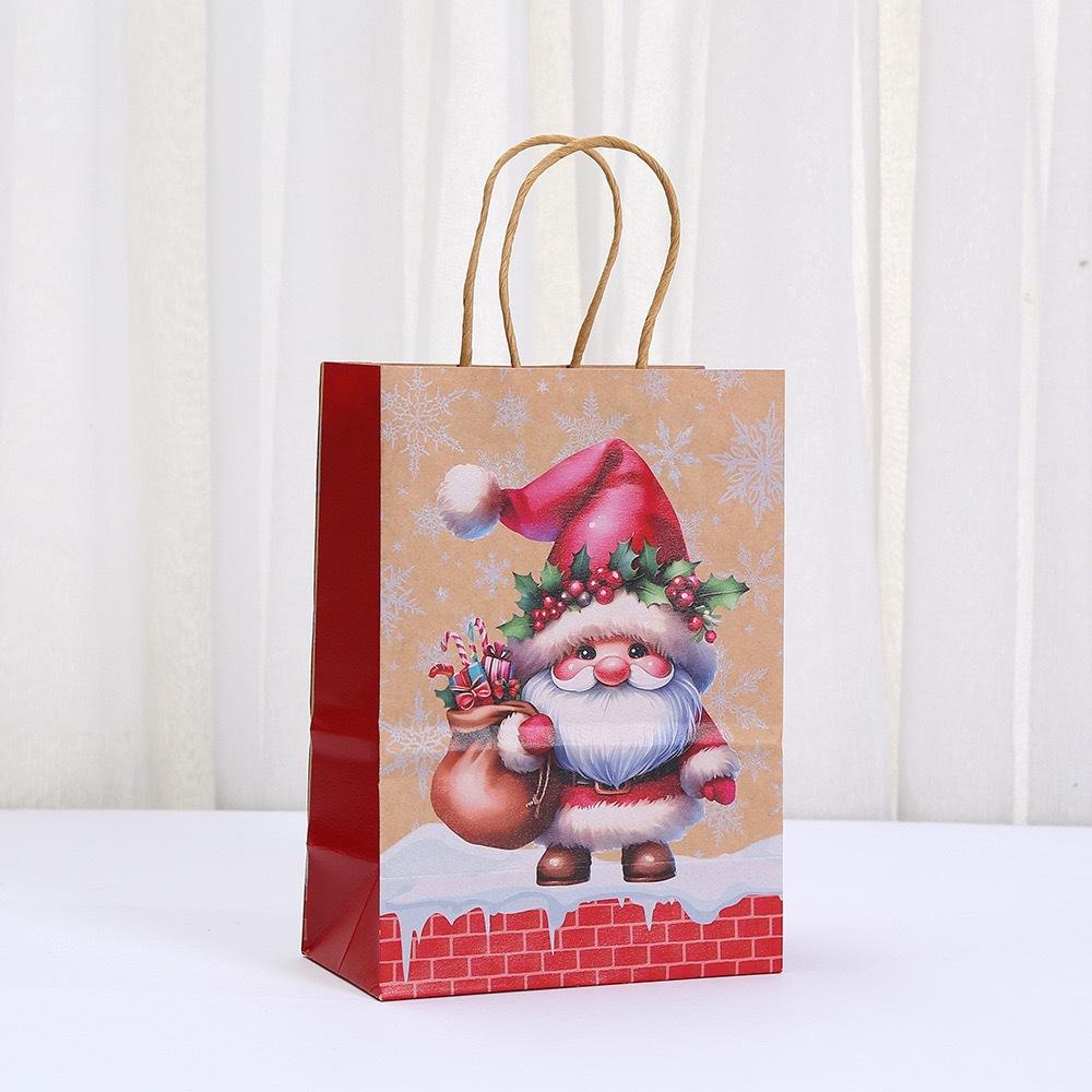 StoBag Christmas Santa Claus kraft paper gift bags with handles holiday party favor bags reusable eco friendly gift wrapping bag