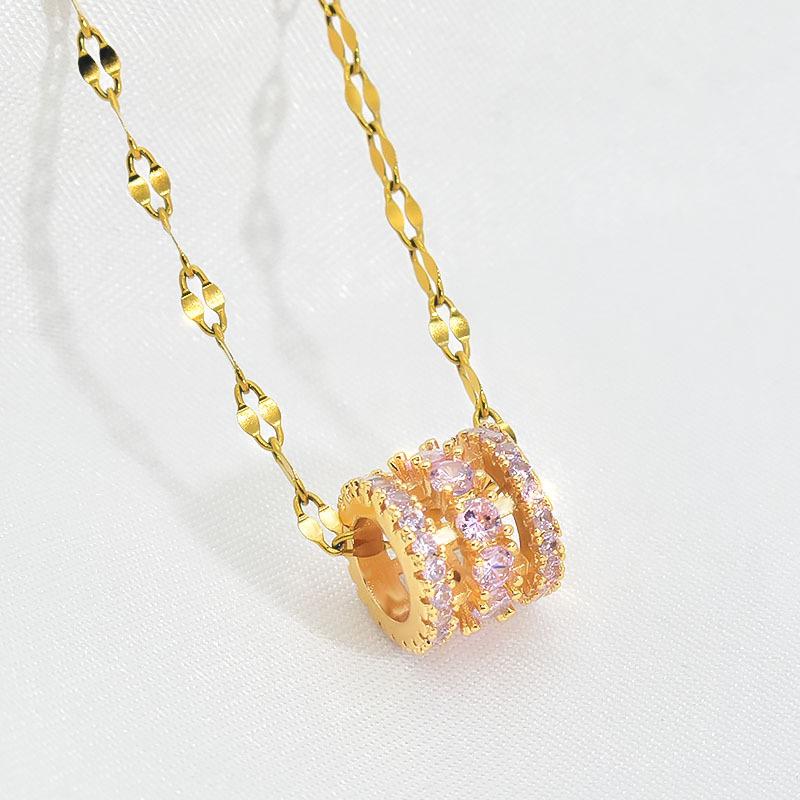 

Ожерелье Маленькая талия , Женский легкий роскошный темпераментный тренд, Розовый кулон из циркона в том же стиле