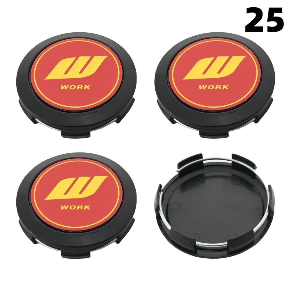 4 PZ 64MM Diametro Esterno / 62MM Diametro Interno Tappo Per Cerchi WORK EMOTION EQUIP MEISTER Logo VS & WORK Tappo Centrale Ruota Copri Ruota Auto Sportiva Tappi Mozzo