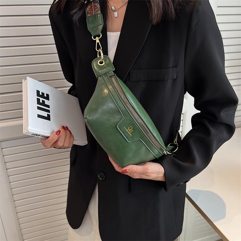 Monochromatic Leather Chest Bag for Women  Crossbody Bags  Belt Bags  Luxury Bags  Women's Fashion