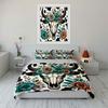 Floral Bull Skull Bedding Set Bedding Duvet Cover Set Duvet Cover Pillowcases (1 * Duvet Cover 2 * Pillowcases, Without Duvet Insert)
