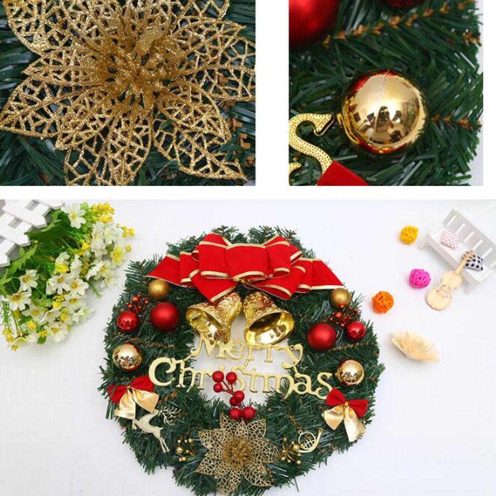 1pc Christmas Wreaths for Front Door, Xmas Decorations Winter Wreaths Home Decorative Wreath with Flowers Pine Cones for Party