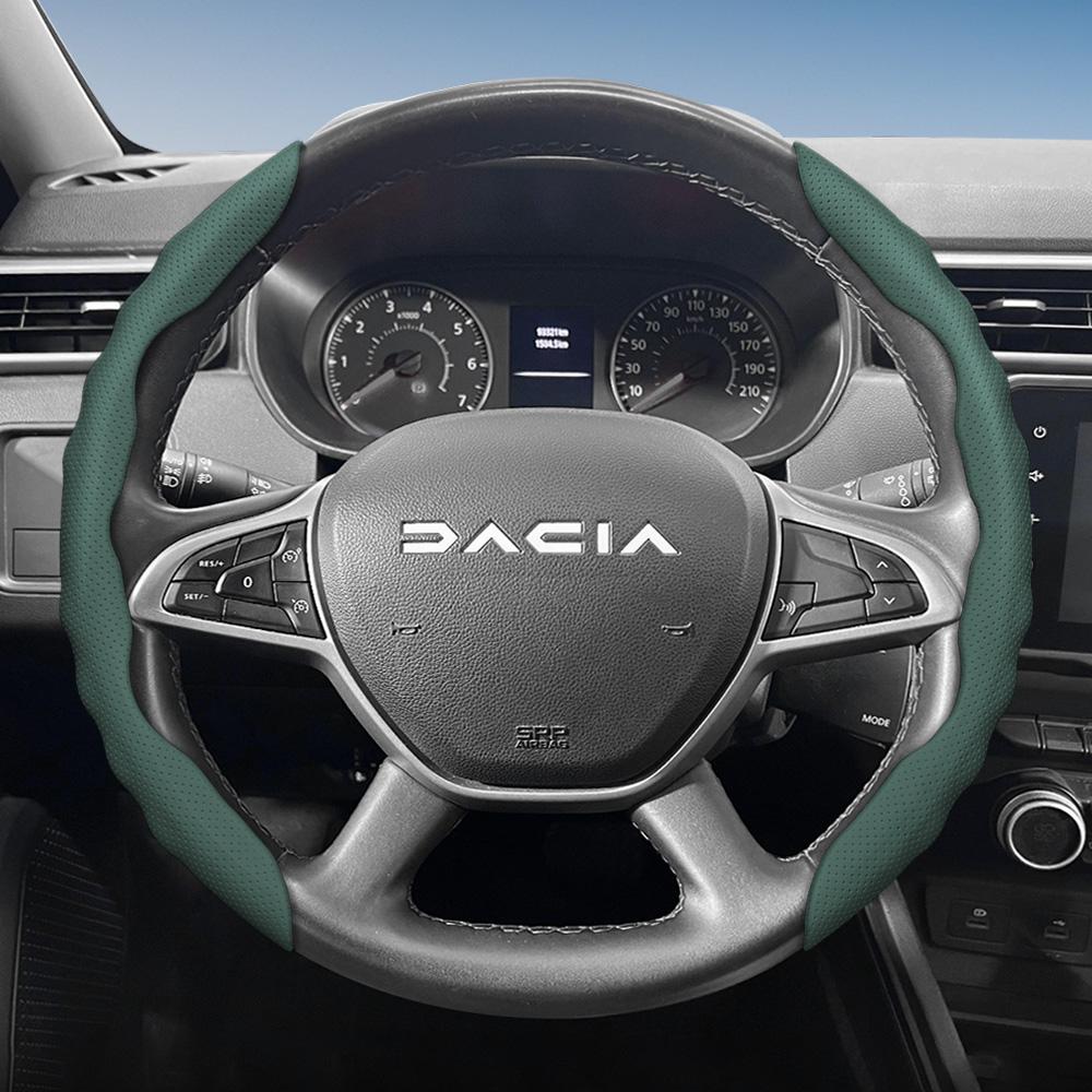 

Suitable for Dacia Steering Wheel Cover, Wave-Shaped Sporty Design, Breathable Leather, Segmented Anti-Slip Sweat-Absorbing Protective Cover for San