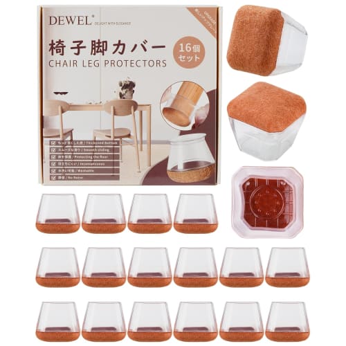 

DEWEL Chair Leg Covers, 16-Pack, Thick Bottom, Chair Leg Caps, Noise Reduction, Scratch Prevention, Non-Slip Silicone Felt Sheets, Compatible with Des