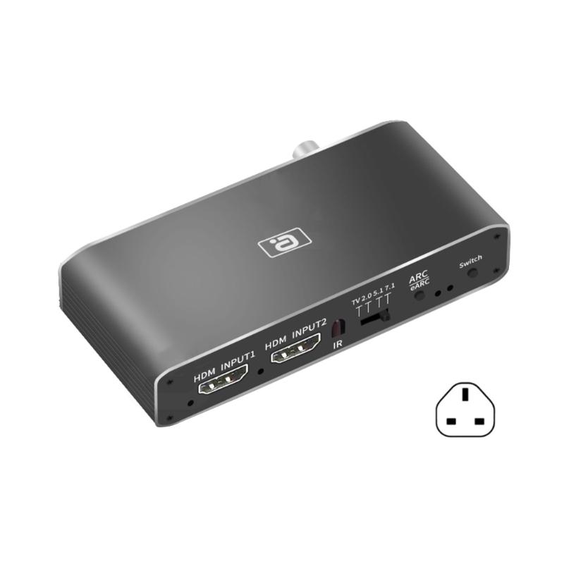 8k HDMI2.0b Audio Extractor 2 In 1 Out Switcher eARC Splitter 7.1CH DSTHD AUX Coaxial Optical DAC Decoding CEC HDCP