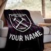 Custom Name West Ham United Throw Blanket - Perfect for Couch, Bed, Office, and outdoor Travel - Ideal Gift for Christmas & Holidays