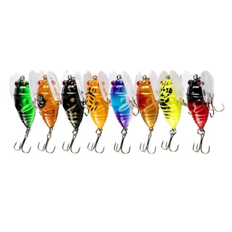Pack of 8 5.50g Realistic Cicadas Fishing Lures With Colorful Color For Basses And Top Water Fishing In Freshwater Lake