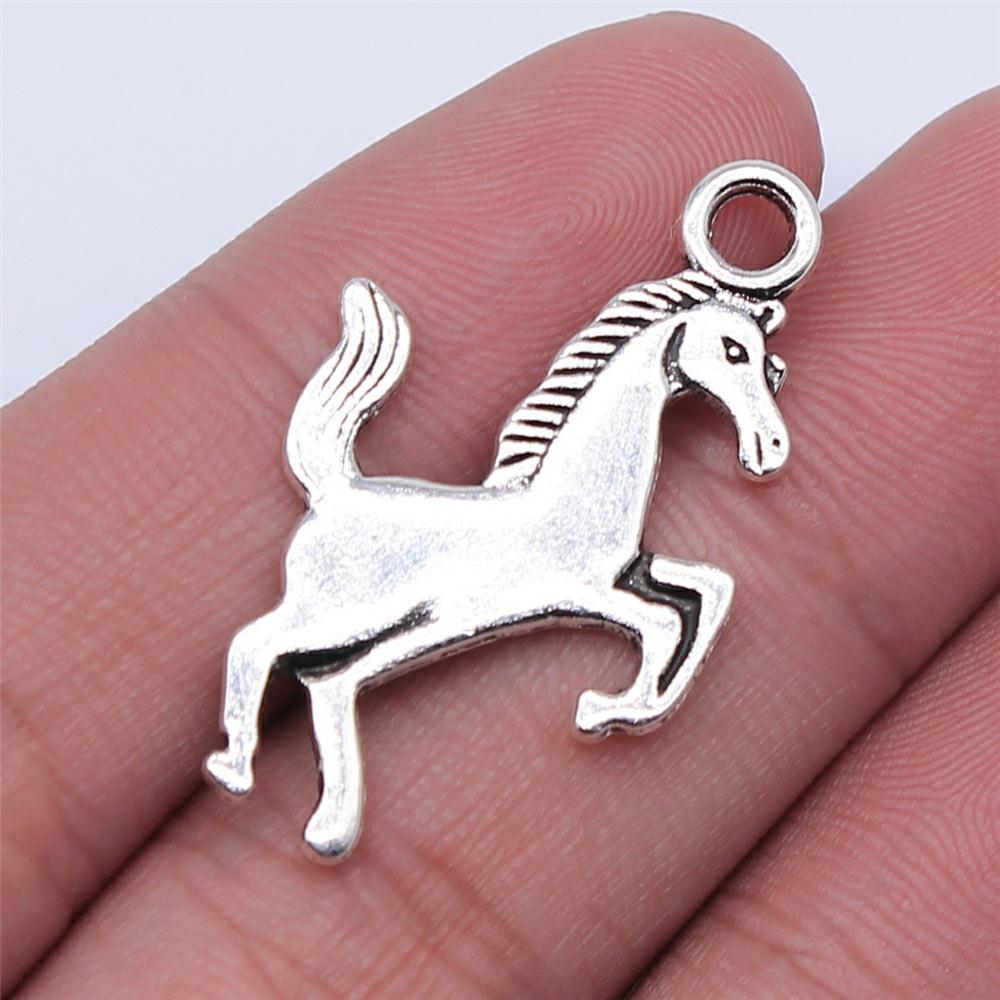 20pcs Running Horse Charms For Jewelry Making Tibetan Bronze Silver Color Pendants Antique Jewelry Making DIY Handmade Craft