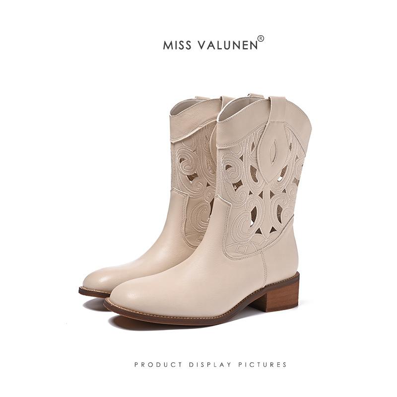 Missvalunen Miss Warren summer new hollow western cowboy boots hollow western short boots