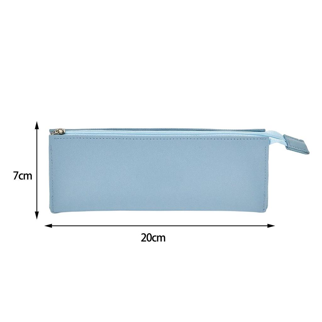 PU Cosmetic Pouch Pencil Case Pen Bag Smooth Zipper for Office, Home and Travel Use , Blue