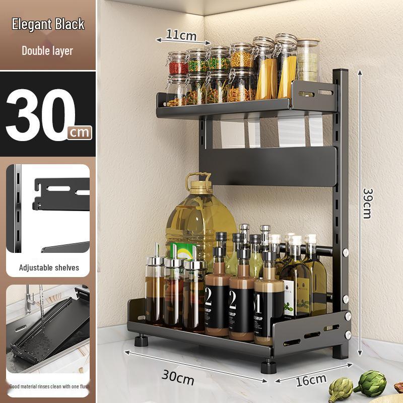 No-Drill Multi-functional Kitchen Storage Rack for Spices, Jars, and Knives