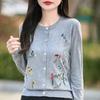 Autumn 2025 Fine Knit Round Neck Embroidered Loose Cardigan Wool Outerwear