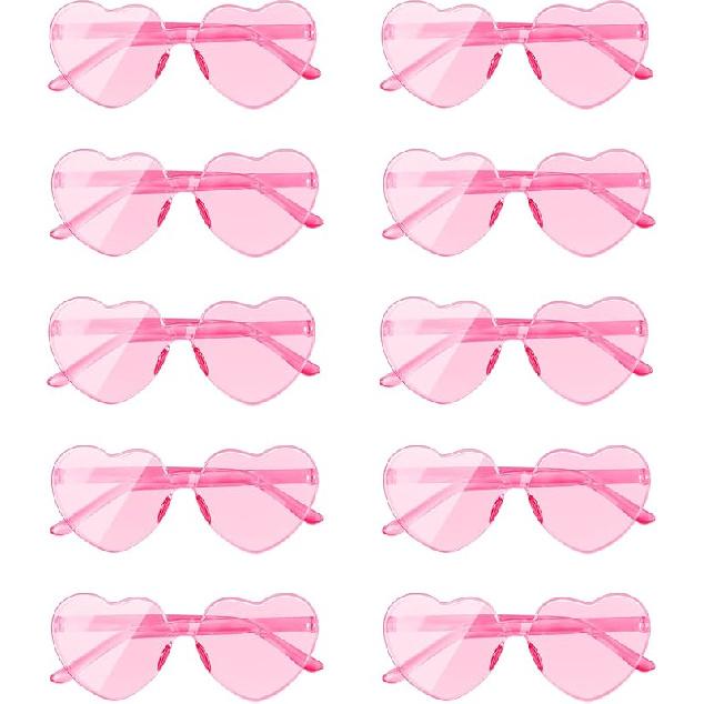 AEAHALY Heart Sunglasses for Women and Men Rimless Heart Shaped Sunglasses Bachelorette Bride Party Accessories розовый