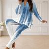 Women Plus Size Printed Half Zip Long Sleeve Long Top And Fitted Pants Two Piece Set