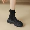 Short Boots Women's New Spring and Autumn Big Yellow Boots Small Thick-soled Heightening Socks Boots Leather Fashion Boots