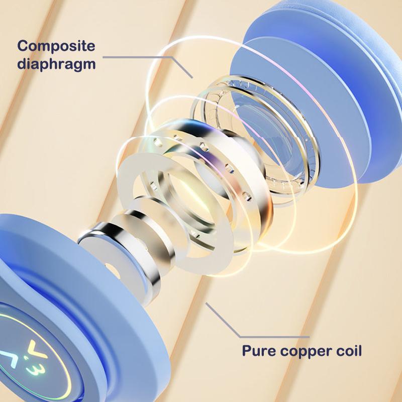 Cute Bluetooth Headphones Gradient Color Gaming Headphones Over-Ear Wireless Headset With Led Flashing, Lightweight Head-Mounted