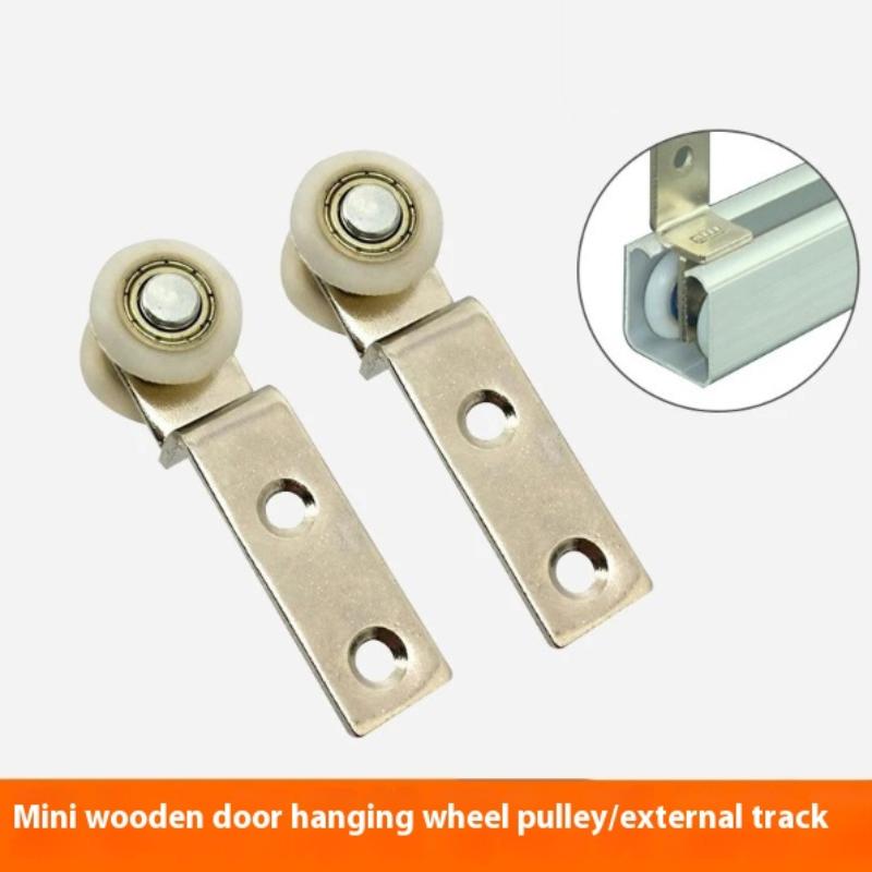 2Pcs Curtain Rails Pulleys Sliding Door Pulley Hanging Track Pulley Block For Sliding Door Cabinets Window Hardware