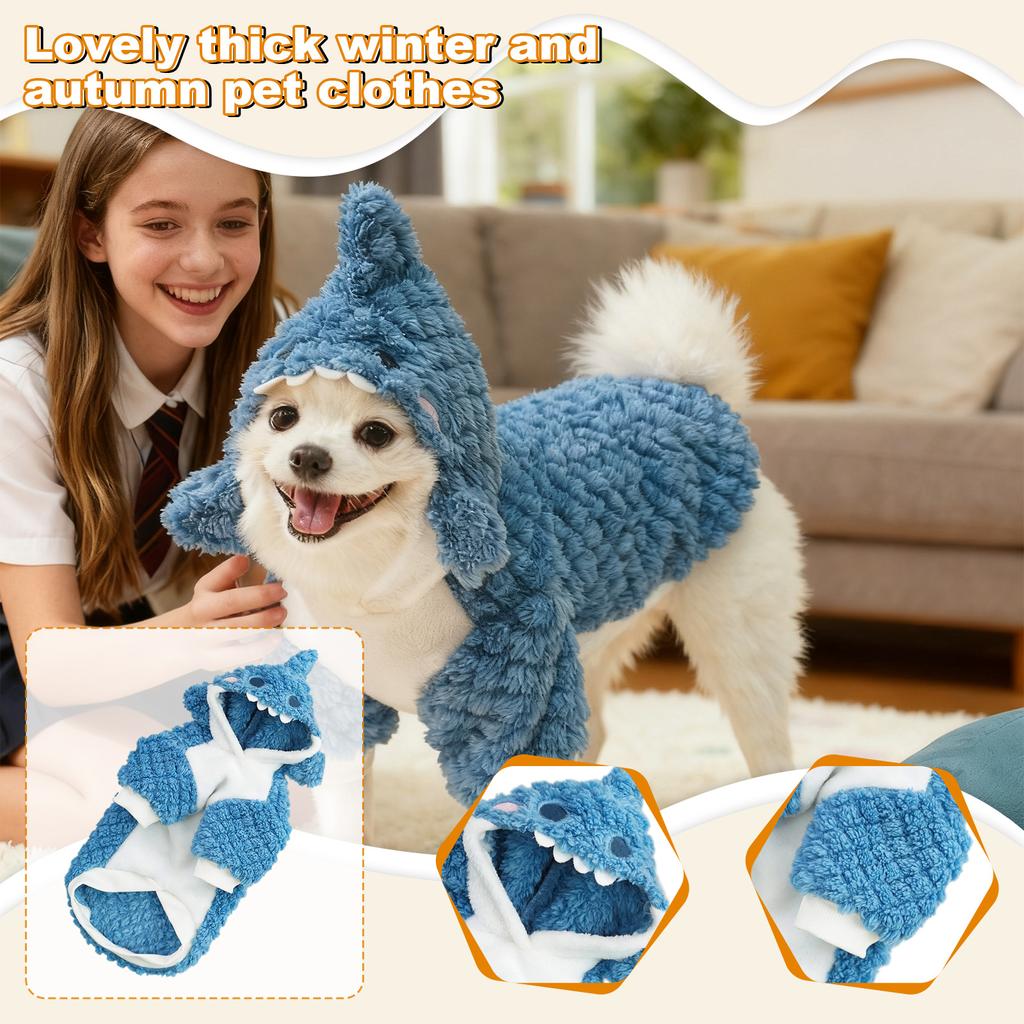 Cute, Thickened Pet Clothes For Dogs And Cats In Winter, With A Funny Design Of A Dog Transforming Into Cats, Fleece-lined, Suitable For Medium-size
