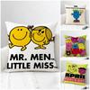 Cartoon Mr Men and Little Miss Cushion Cover Natural Linen Pillowcase Set AllinOne Decor for Sofa Bedroom  Chair