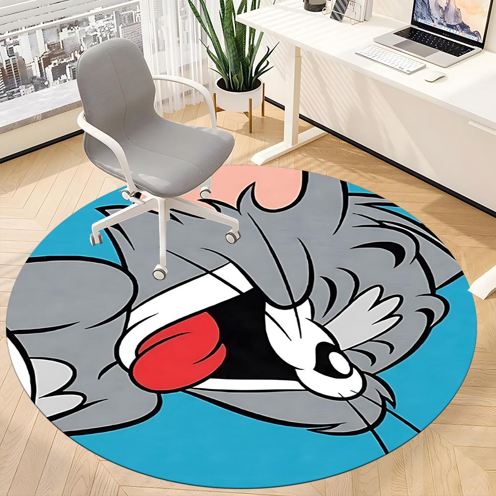 1pc Tom Cat Office Round Area Rug, Under Office Chairs Bedroom Living Room Home Decor, Room Decoa1016115