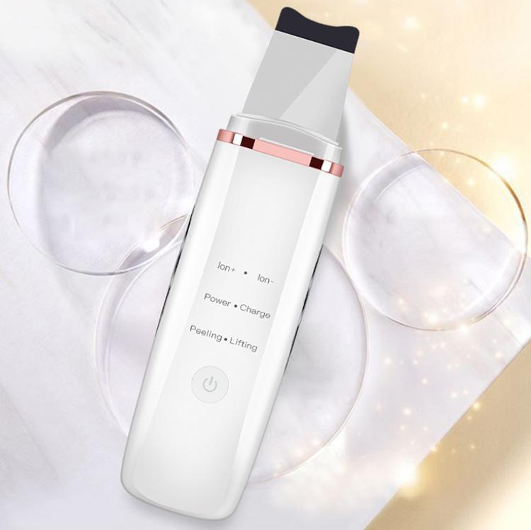 Ultrasonic Skin Spatula Device Pore Cleaner Exfoliating at Home ION Facial Scrubber белый