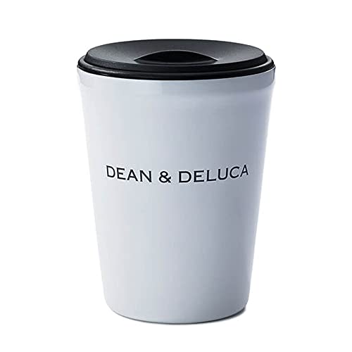 DEAN & DELUCA Stainless Steel Tumbler, White, 260ml, with Lid, Insulates Against Cold or Hot Drinks, Wide Mouth, 8.5 x 12.2cm
