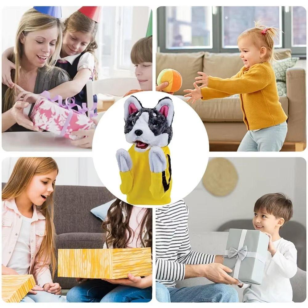 Funny Sound Boxer Hand Puppet Cartoon Plush Puppet Dog Husky Doll Kung Fu Glove Doll Kids Party