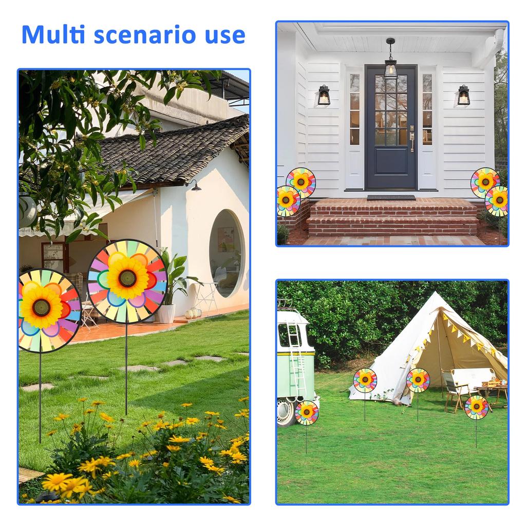10Pcs Garden Windmill Unique Colorful Lawn Pinwheel Multifunctional Beautiful Outdoor Wind Spinner Stake Garden Yard Lawn Decor