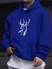 Men's autumn/winter hooded sweatshirt, deer head print casual long-sleeved pullover, simple, stylish and trendy top.