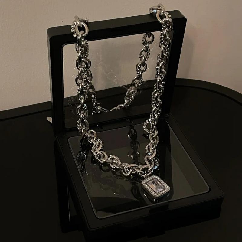 Rock Candy Gemstone Men's High-end Sweater Chain Hip-hop Clavicle Chain Necklace Pendant